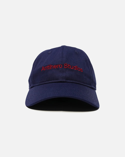 Antihero Studios cap in blue, embroidered logo