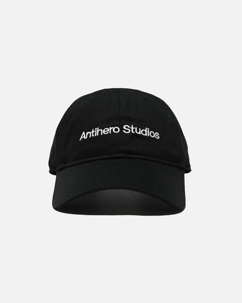 Antihero Studios cap in black, embroidered logo
