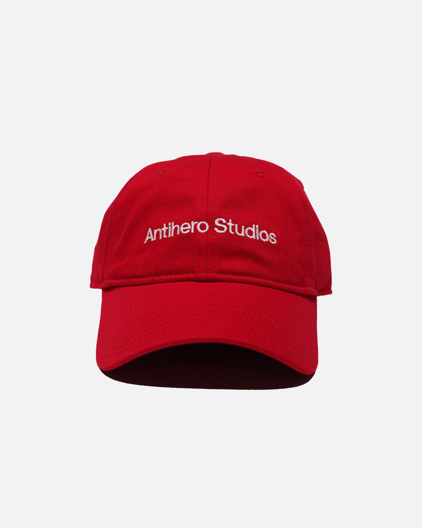 Antihero Studios cap in red, embroidered logo